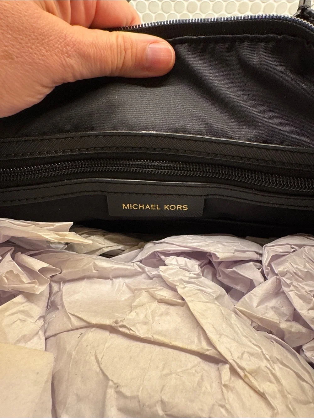 Michael Kors Black Nylon Tote with Gold Hardware